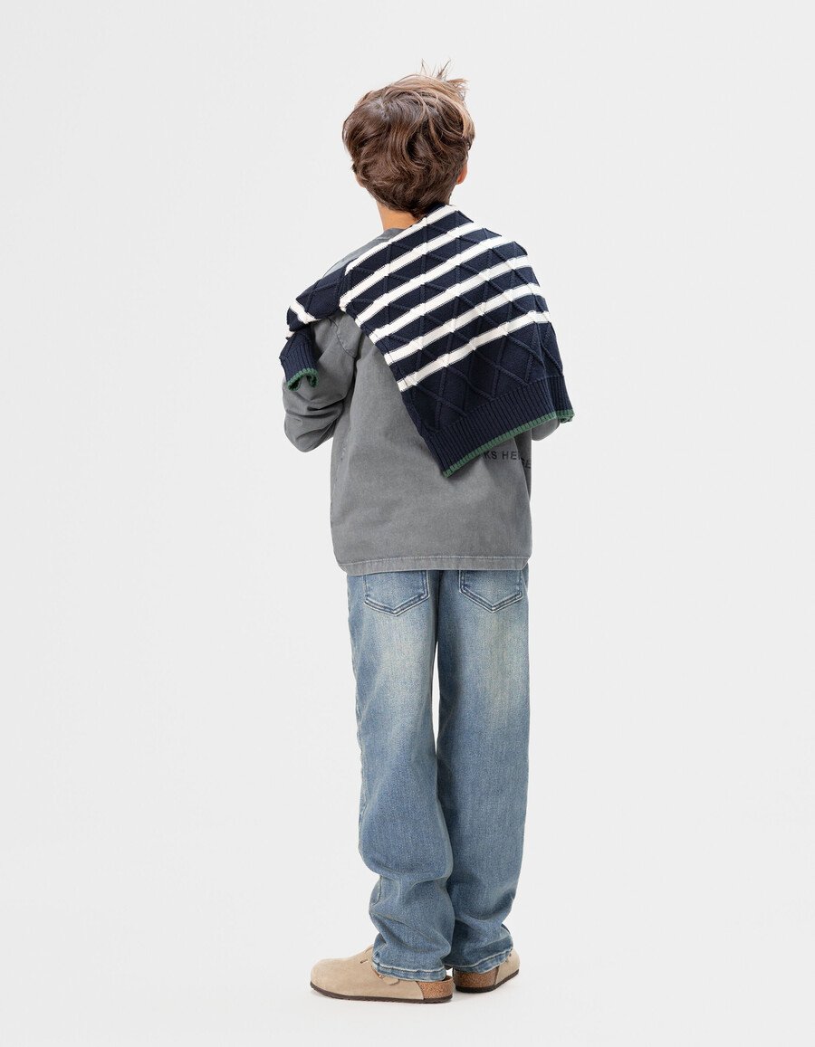 baggy jeans in hellblauem used-look für jungen