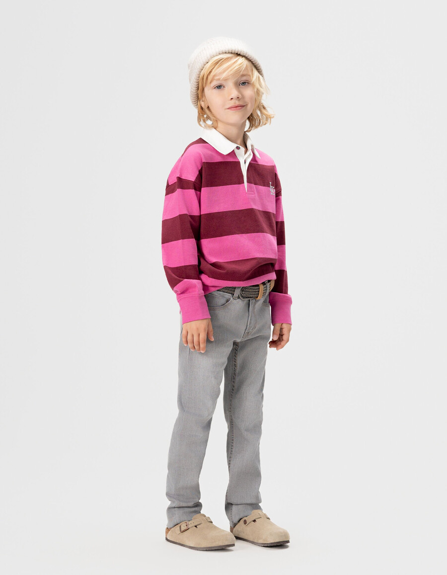 graue slim-jeans für jungen mit gewebtem gürtel