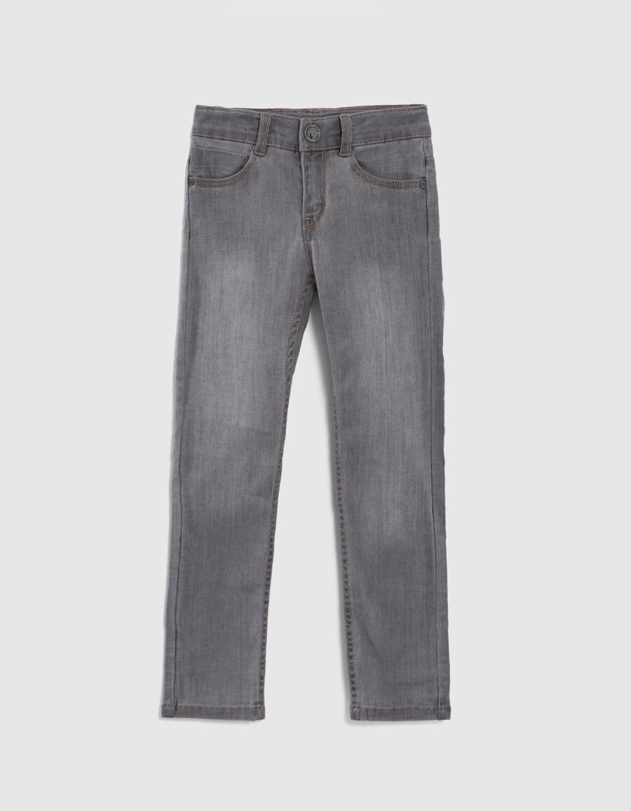 graue slim-jeans für jungen mit gewebtem gürtel