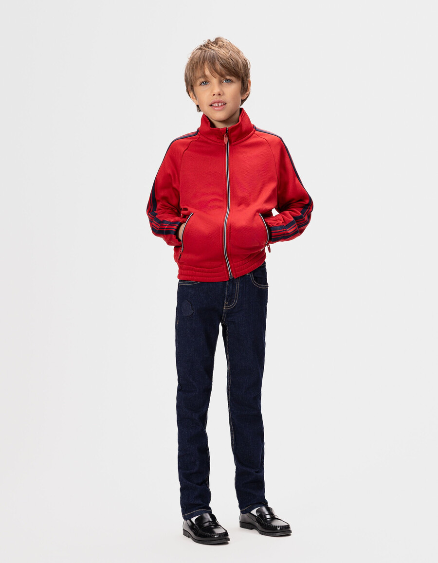 raw slim jeans für jungen mit aufnäher und stickerei