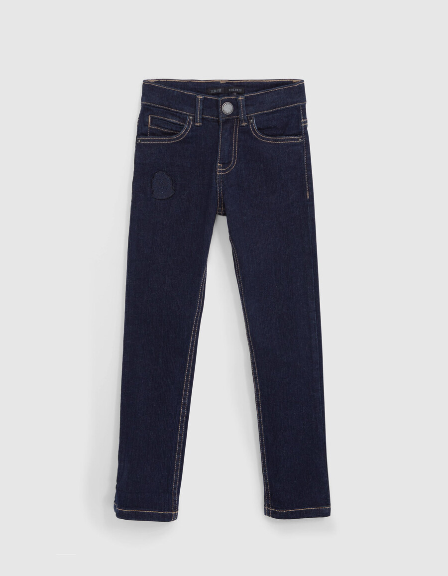 raw slim jeans für jungen mit aufnäher und stickerei
