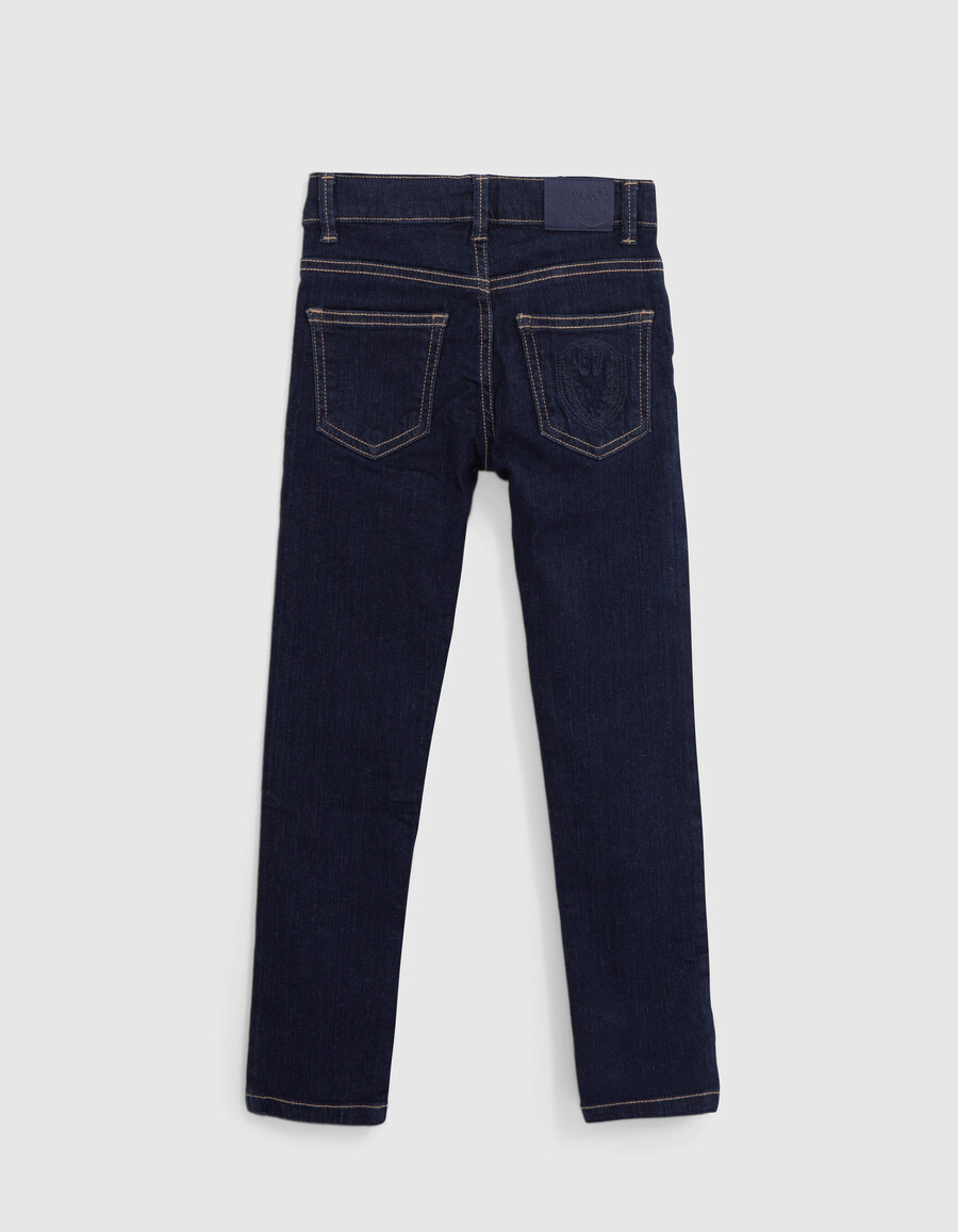 raw slim jeans für jungen mit aufnäher und stickerei