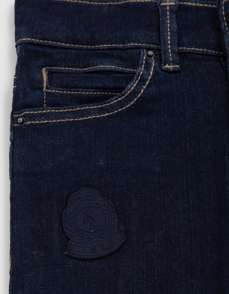 raw slim jeans für jungen mit aufnäher und stickerei