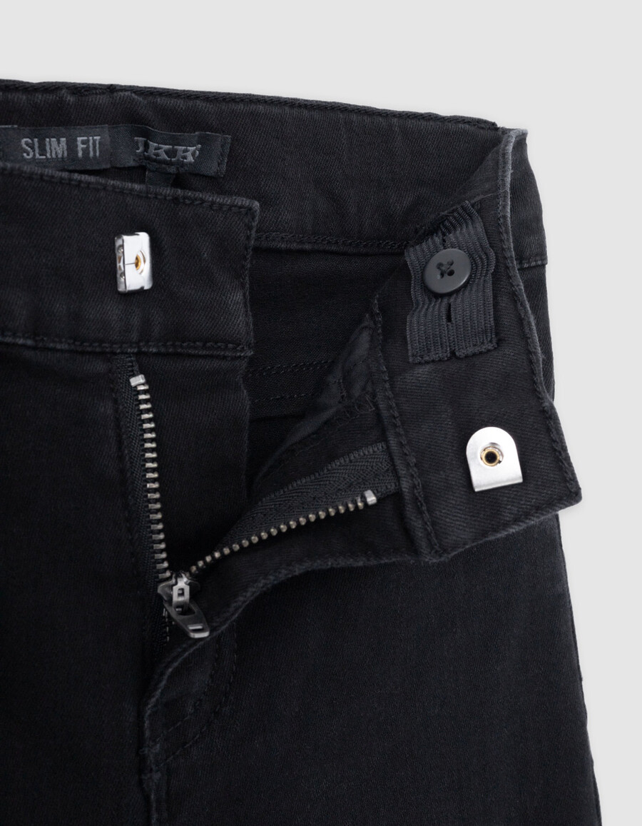 schwarze slim-fit-jeans für jungen mit abnehmbarem geflochtenem bund
