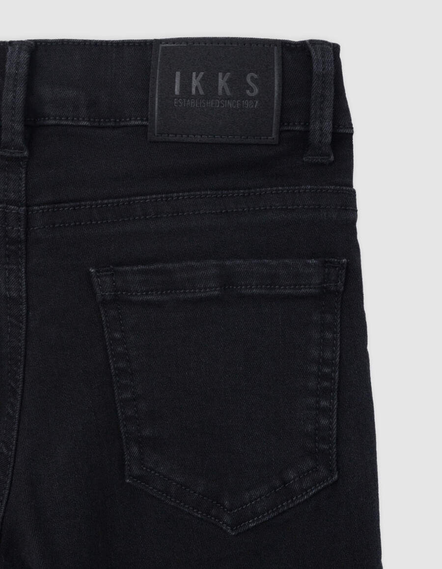 schwarze slim-fit-jeans für jungen mit abnehmbarem geflochtenem bund