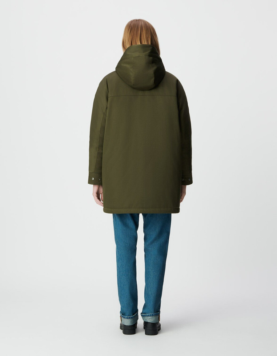 damen-parka und wendbare steppjacke in khaki 3-in-1