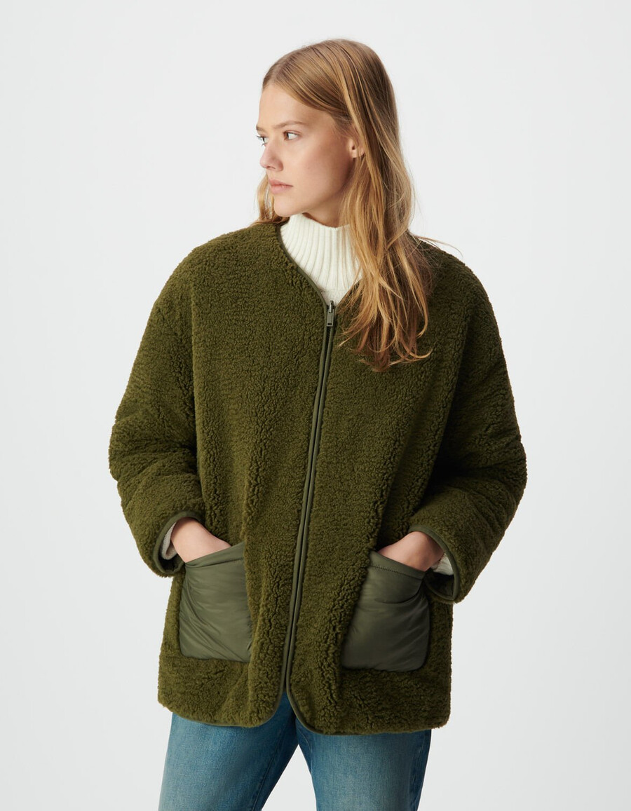 damen-parka und wendbare steppjacke in khaki 3-in-1