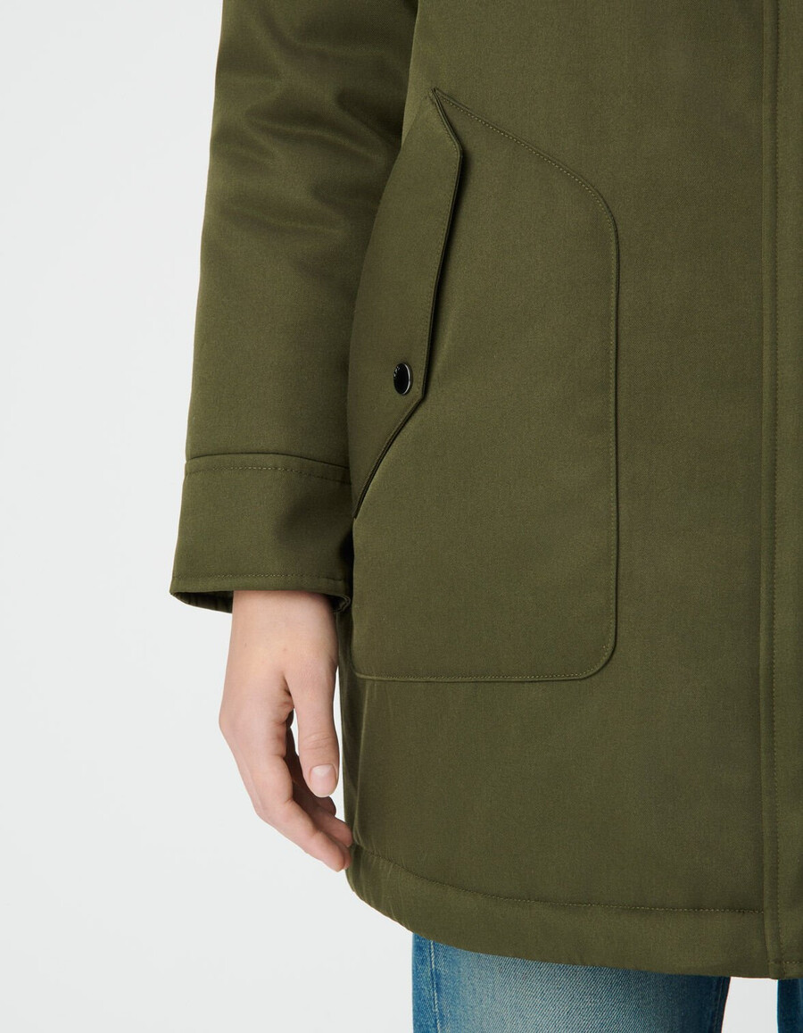 damen-parka und wendbare steppjacke in khaki 3-in-1