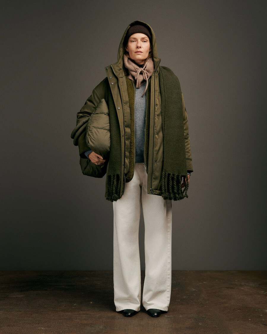 damen-parka und wendbare steppjacke in khaki 3-in-1