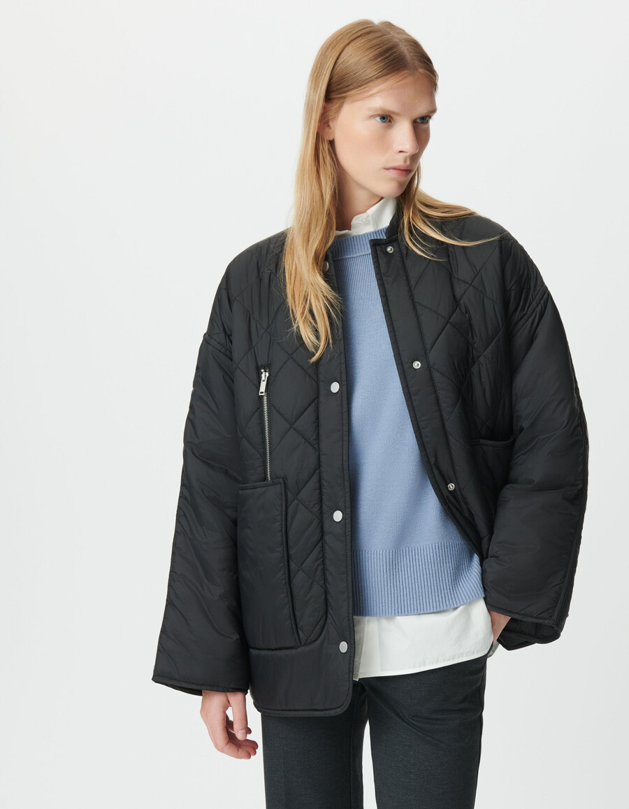 schwarze gesteppte damenjacke