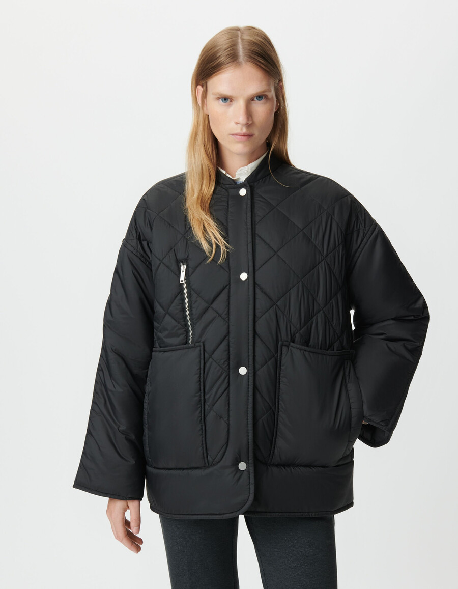 schwarze gesteppte damenjacke