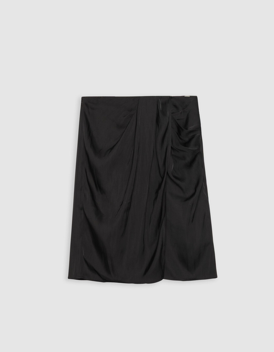 schwarzer wickelrock aus recyceltem polyester für damen