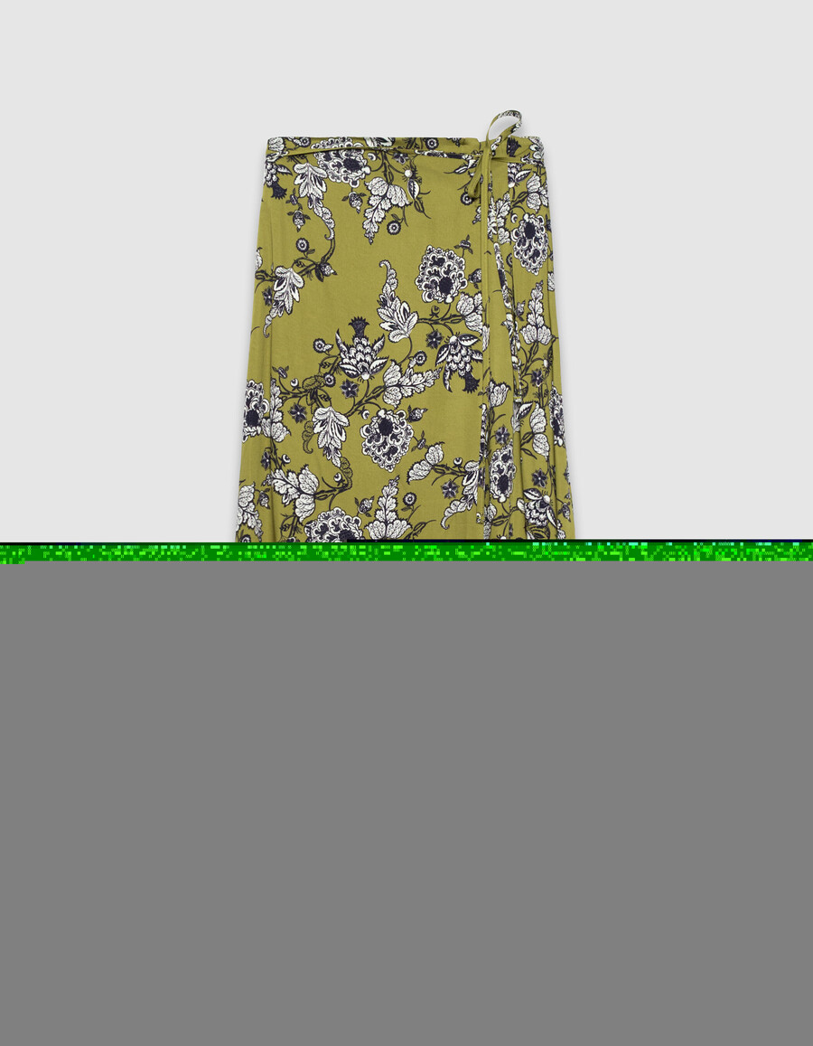 grüner damen-midirock mit blumenmuster