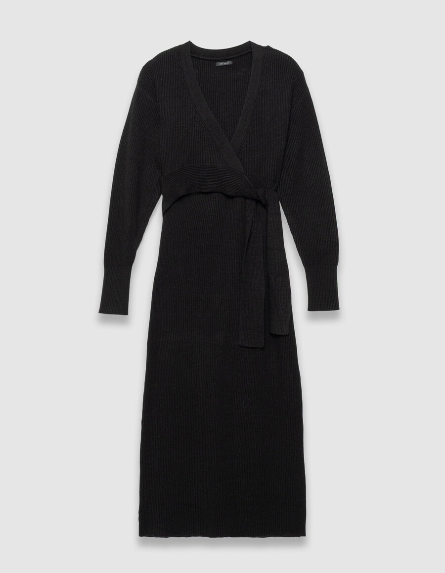 langes gegürtetes strickkleid für damen