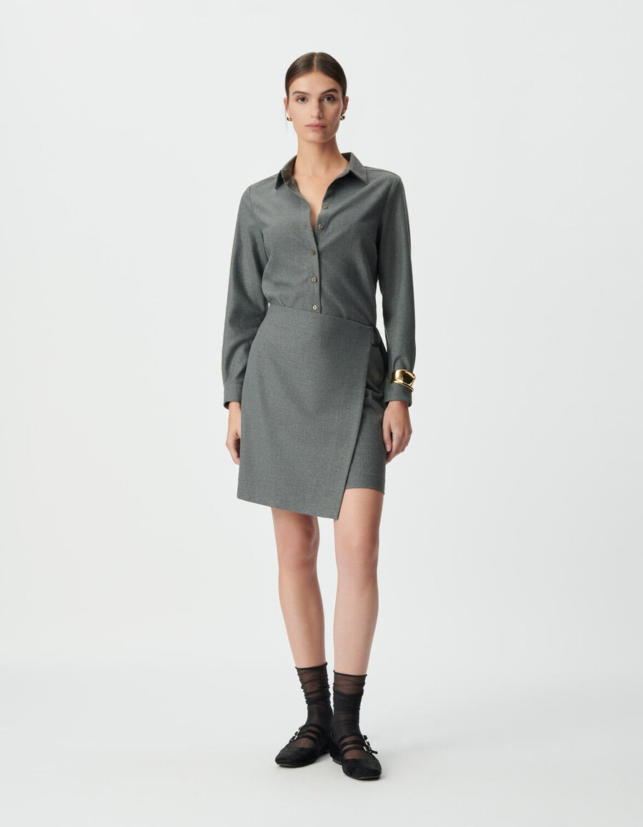 graues wickelhemdkleid für damen