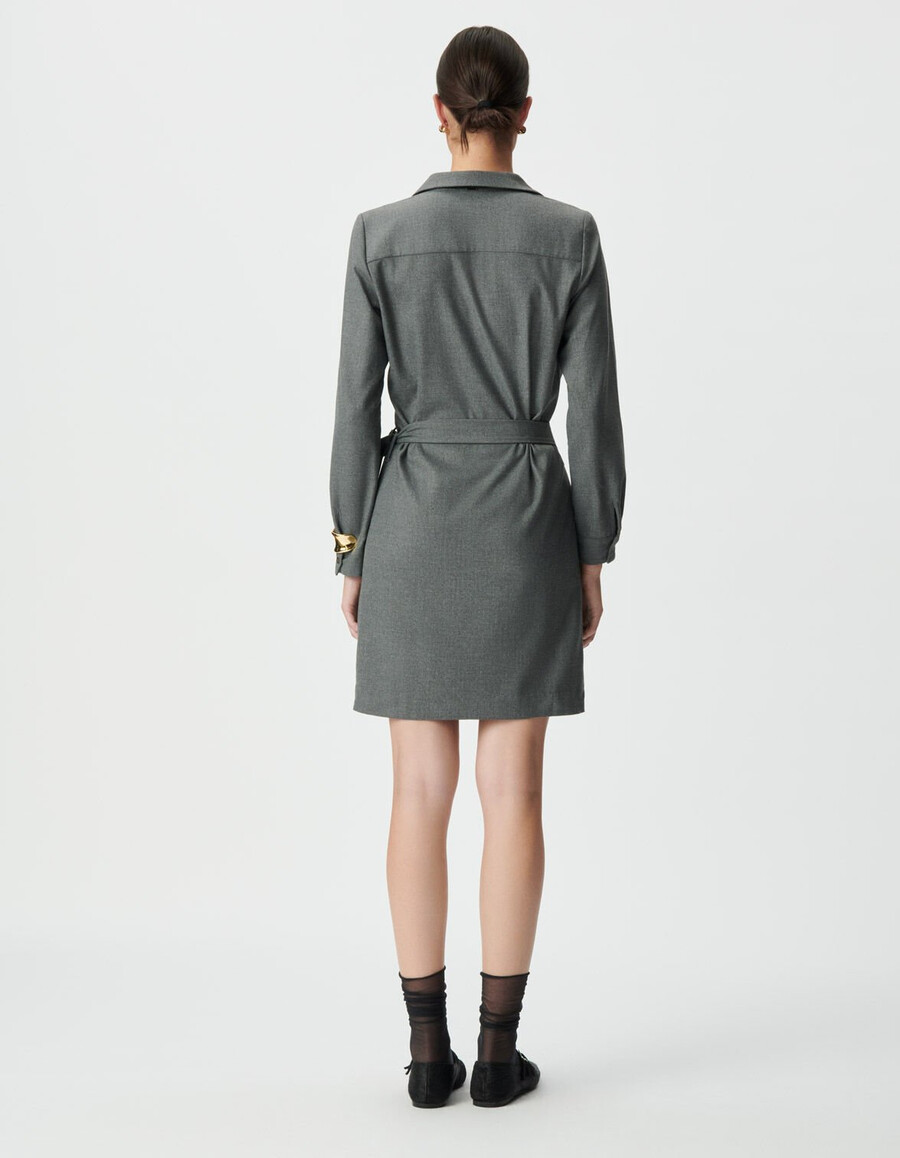 graues wickelhemdkleid für damen