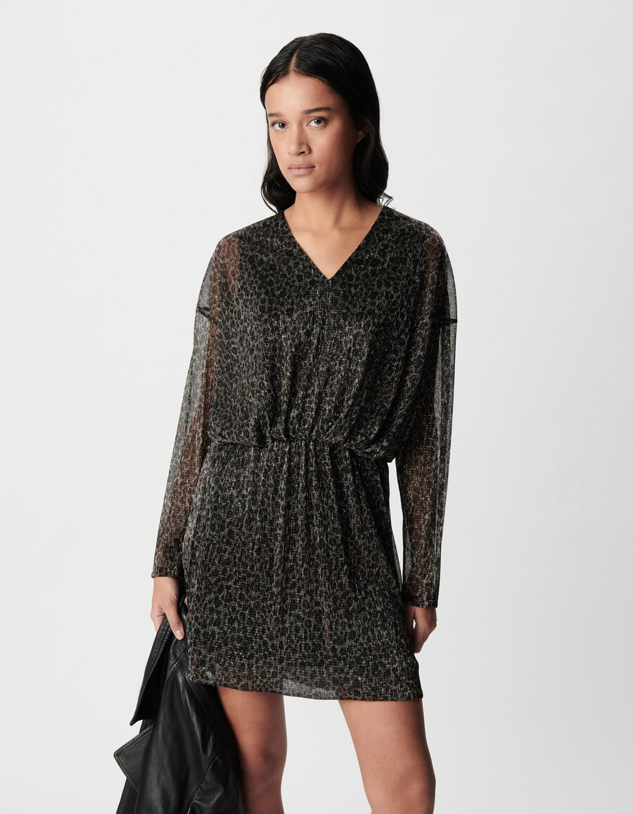 schwarzes lurex-strickkleid für damen