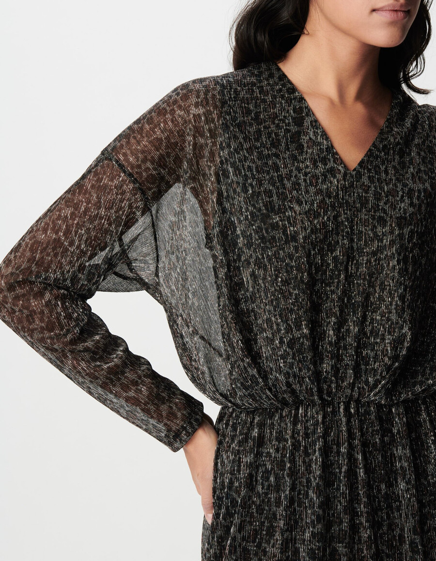 schwarzes lurex-strickkleid für damen