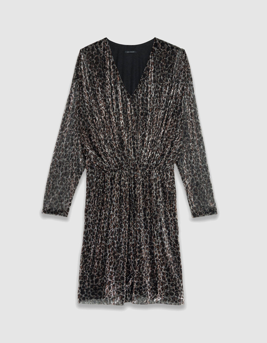 schwarzes lurex-strickkleid für damen