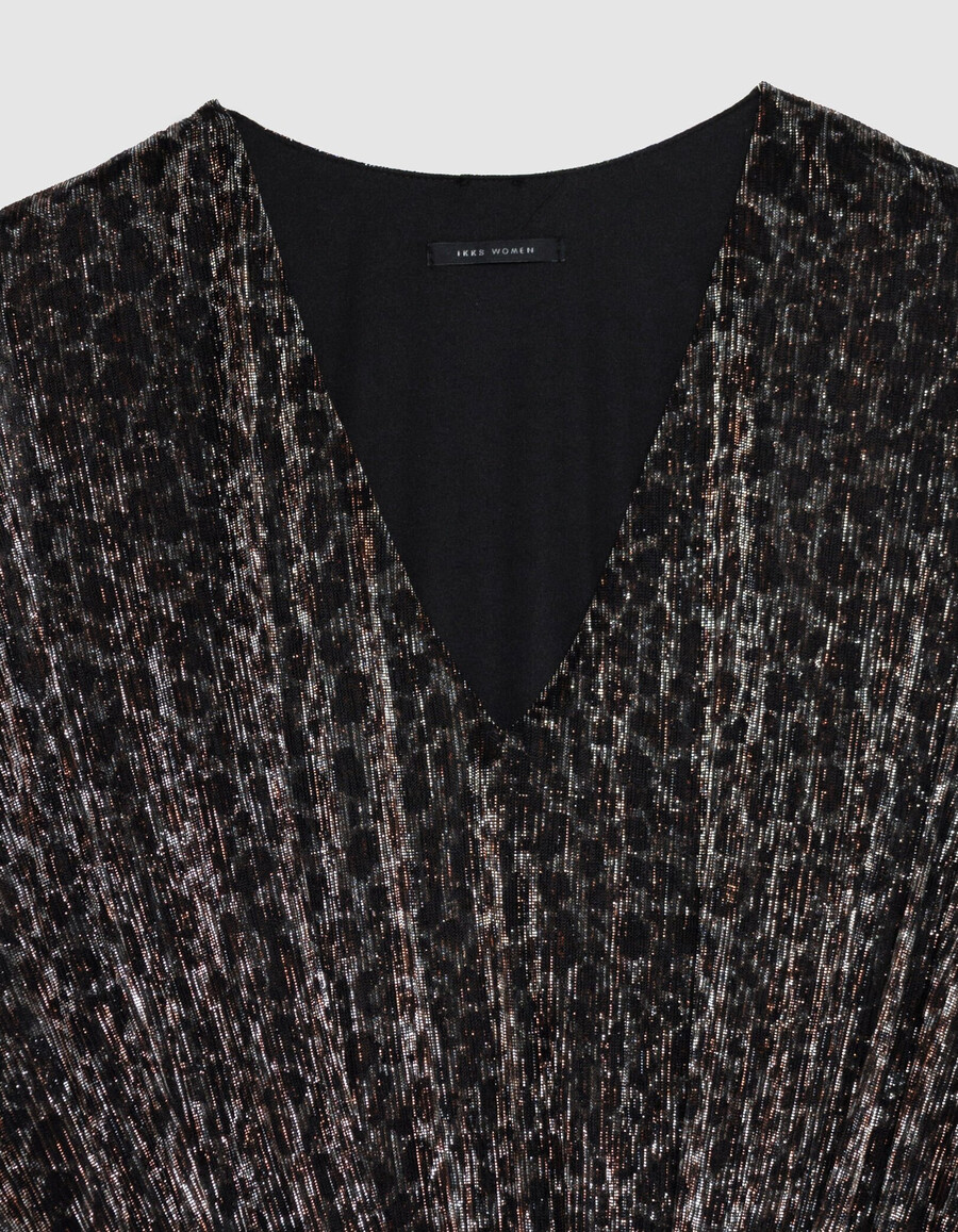 schwarzes lurex-strickkleid für damen