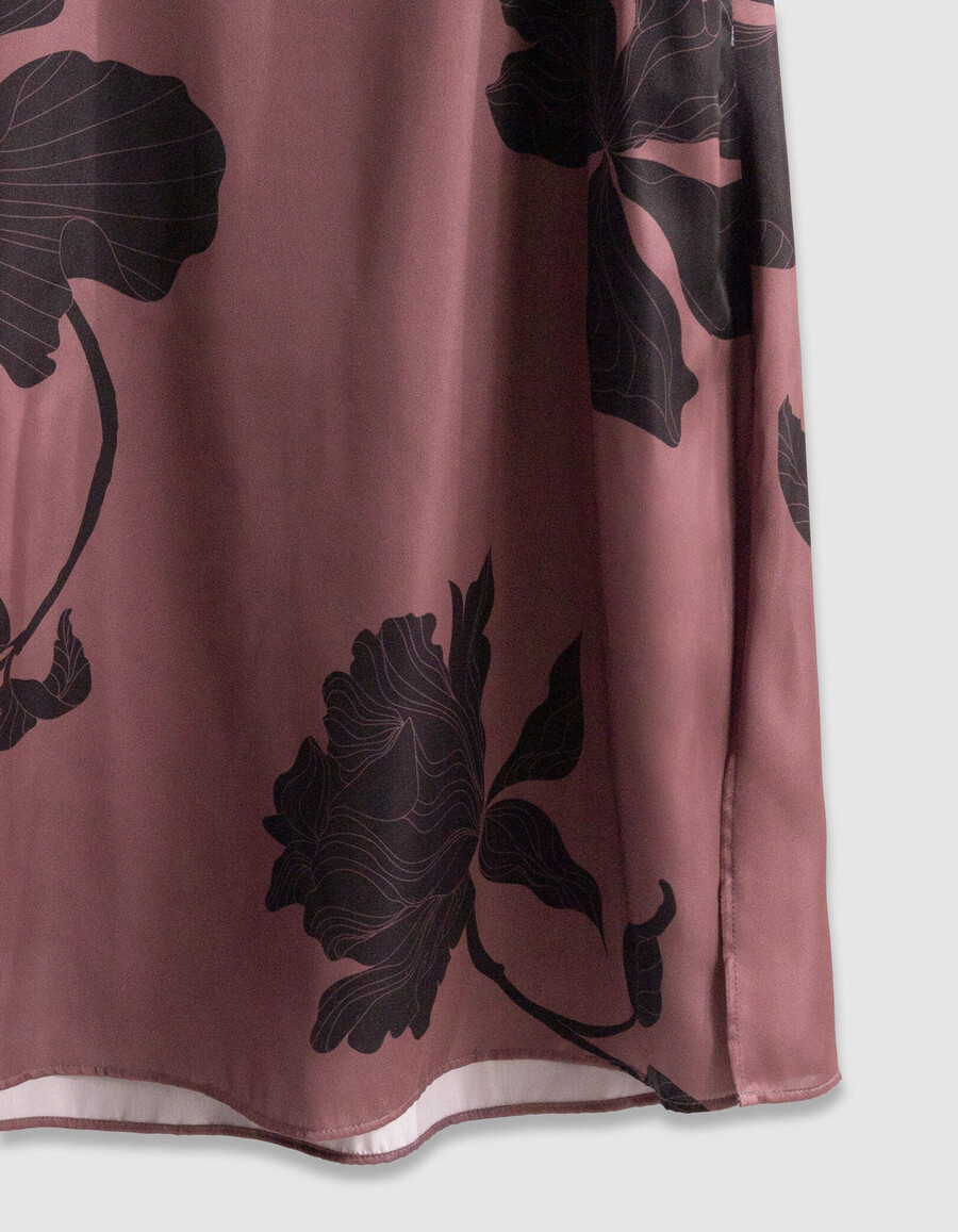 burgunderfarbenes maxi-midikleid mit blumenmuster für damen