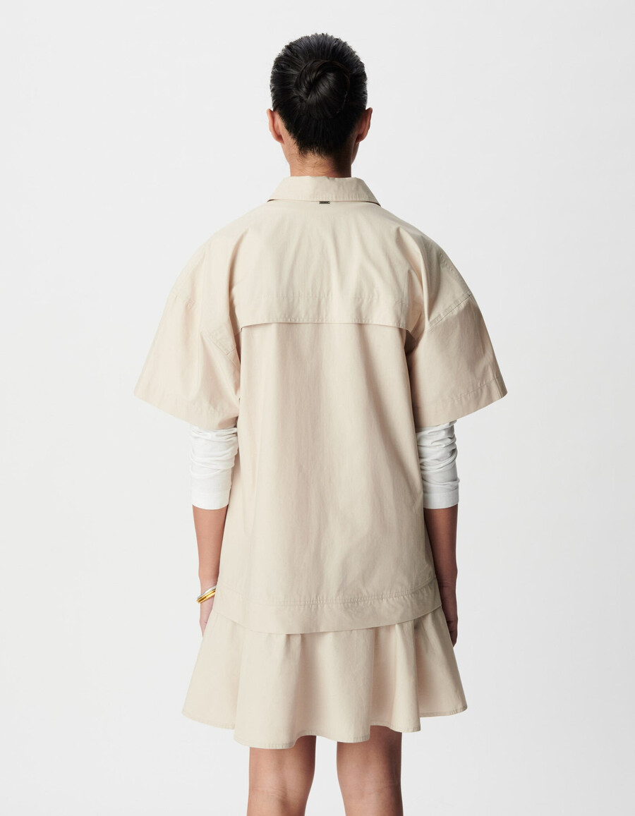 kurzes beiges trompe-lœil-rockkleid für damen