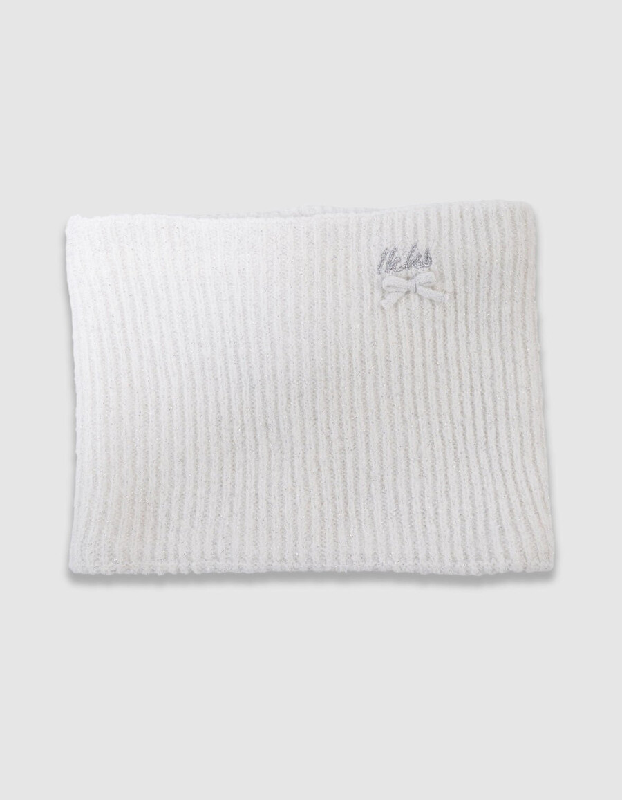 weißer glitzernder strickschal für mädchen mit schleife