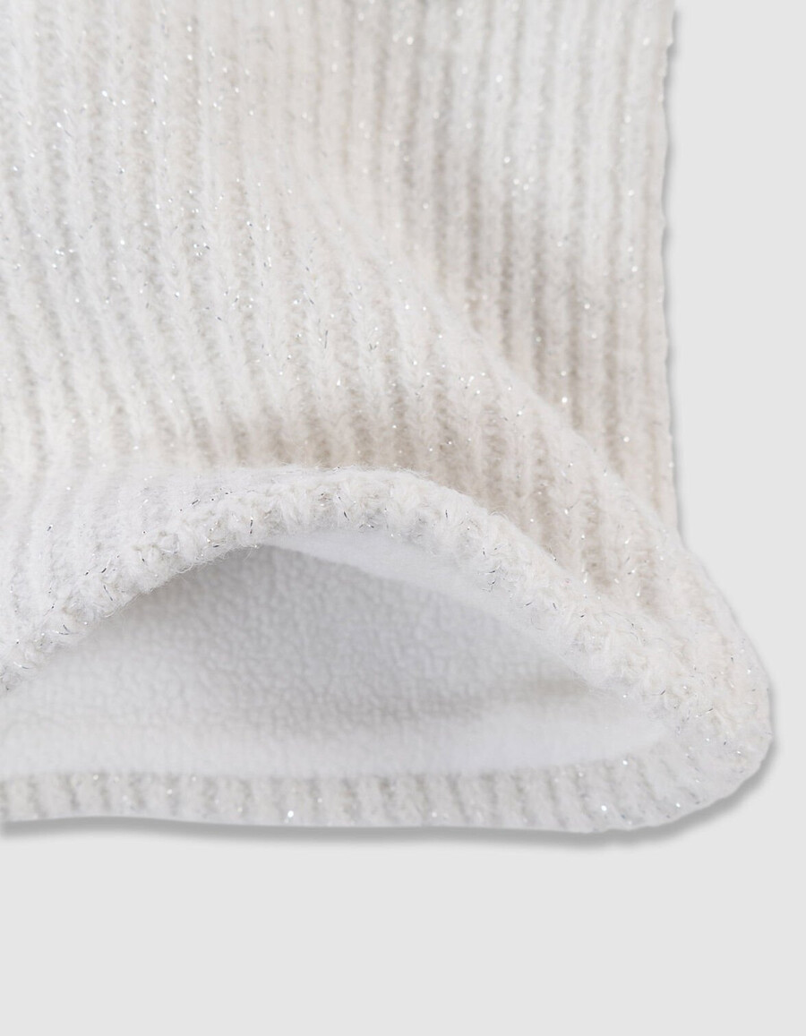 weißer glitzernder strickschal für mädchen mit schleife