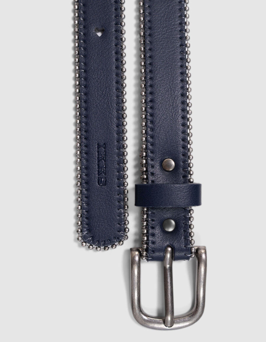 mädchengürtel in marineblau mit durchbrochenem herzmuster und mikroperlen