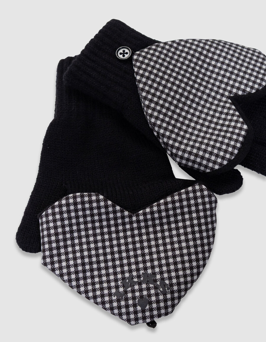 schwarze gestrickte herzförmige fäustlinge für mädchen