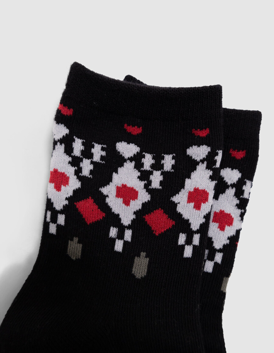 mädchensocken in schwarz burgunderrot und grau