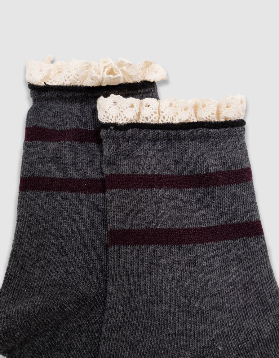 mädchensocken in beige schwarz und grau