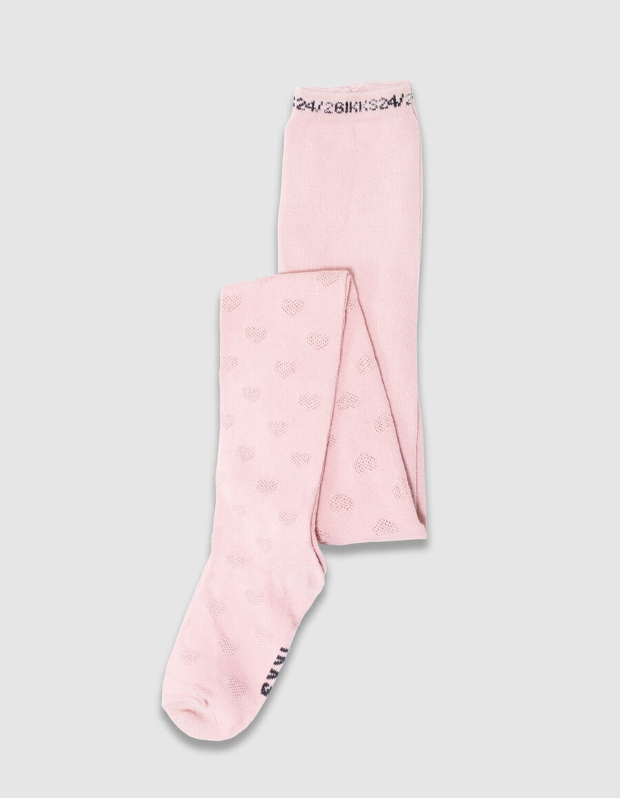 mädchen-strumpfhose aus rosa jacquard-strick mit schleife