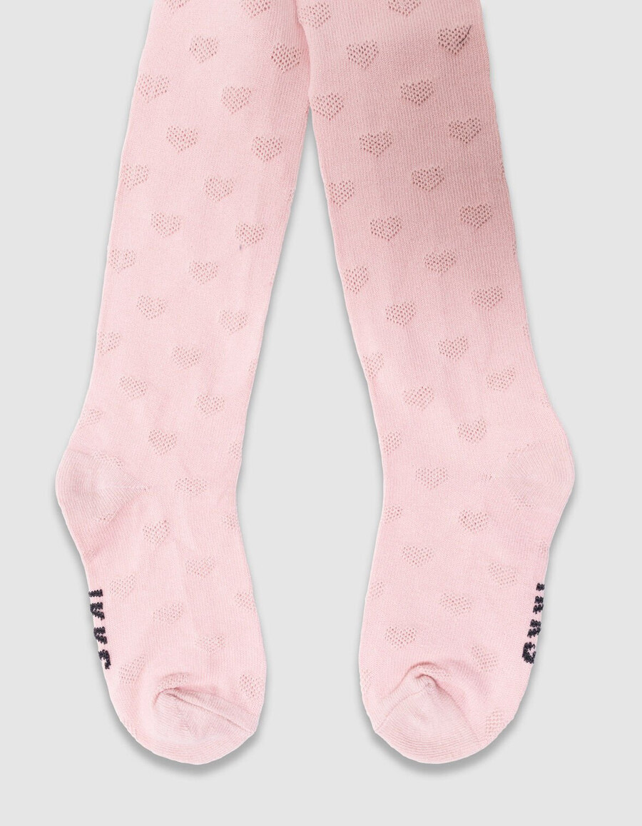 mädchen-strumpfhose aus rosa jacquard-strick mit schleife
