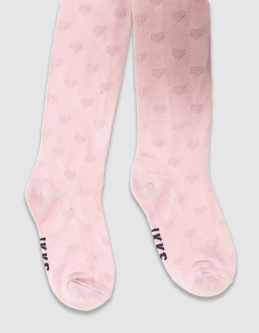 mädchen-strumpfhose aus rosa jacquard-strick mit schleife