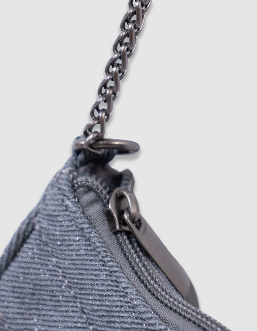 mädchen-tasche in blau mit glitzer und gesteppten herzen