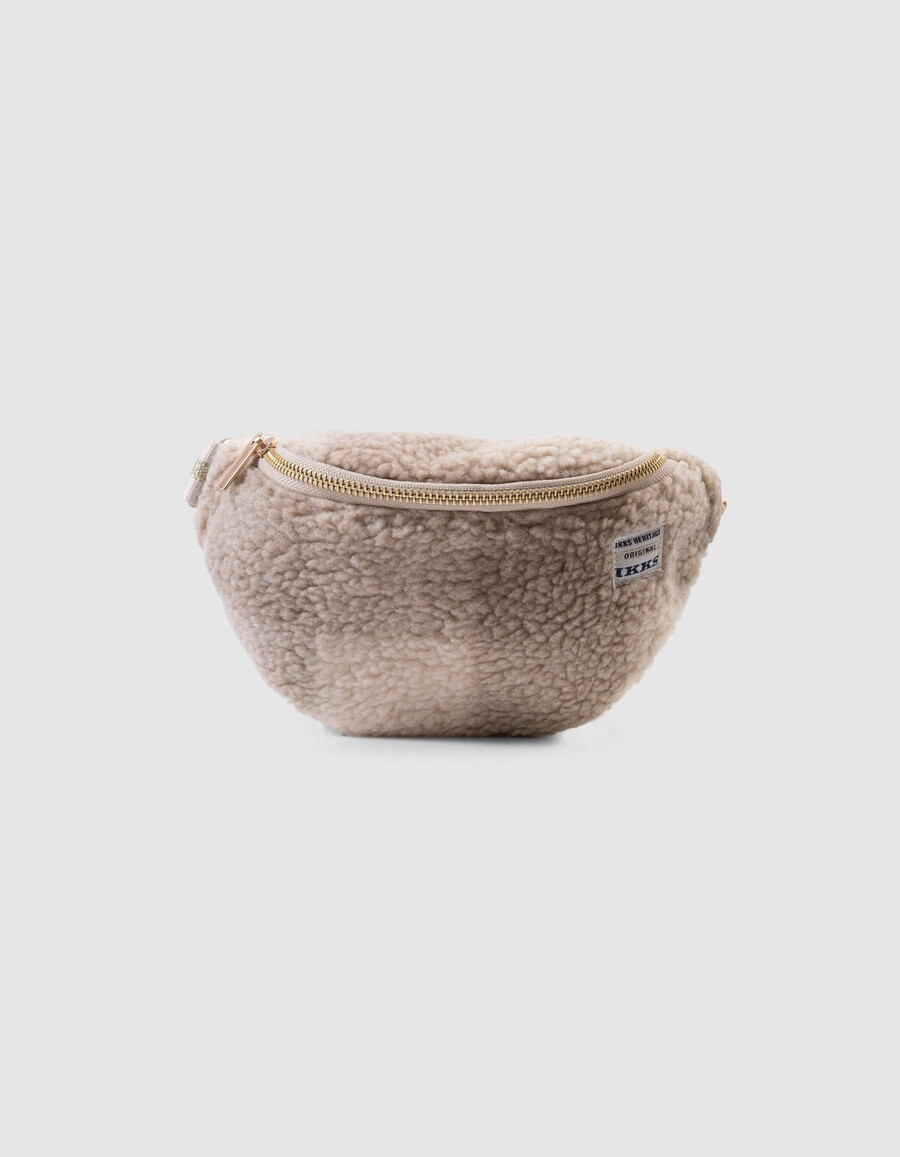 beige sherpa-karo-bauchtasche für mädchen