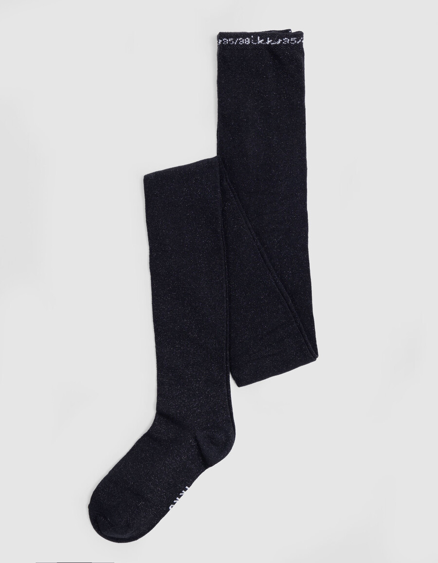 schwarze pailletten-strickstrumpfhose für mädchen