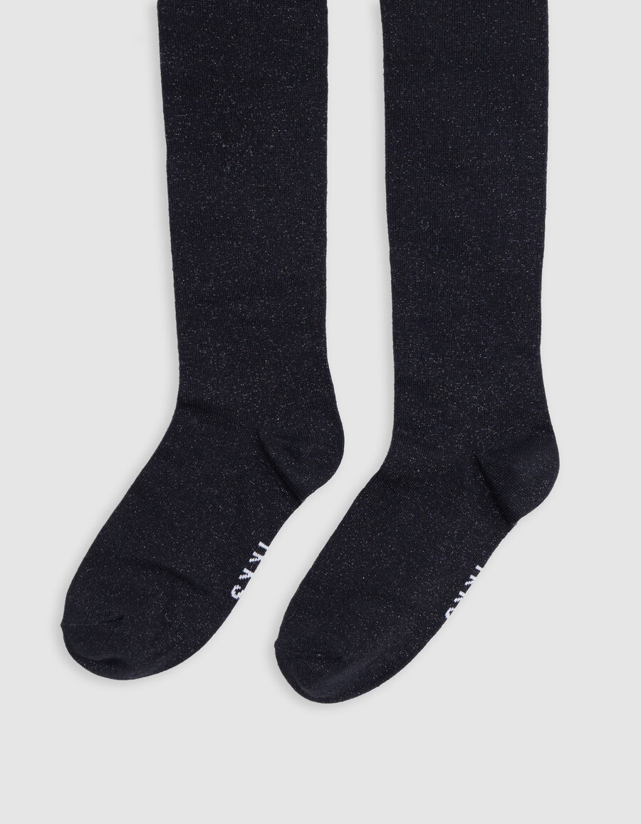 schwarze pailletten-strickstrumpfhose für mädchen