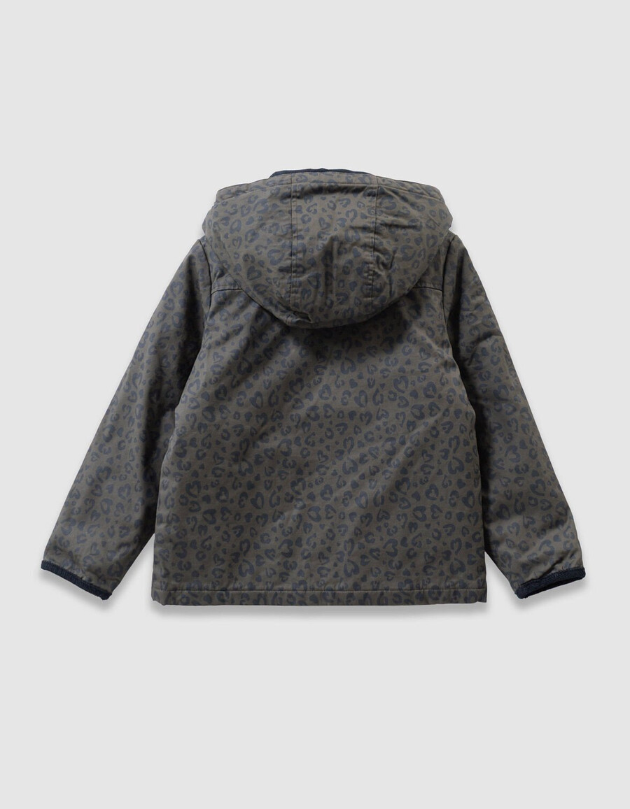 khakifarbene mädchenjacke mit leopardenherzmotiv