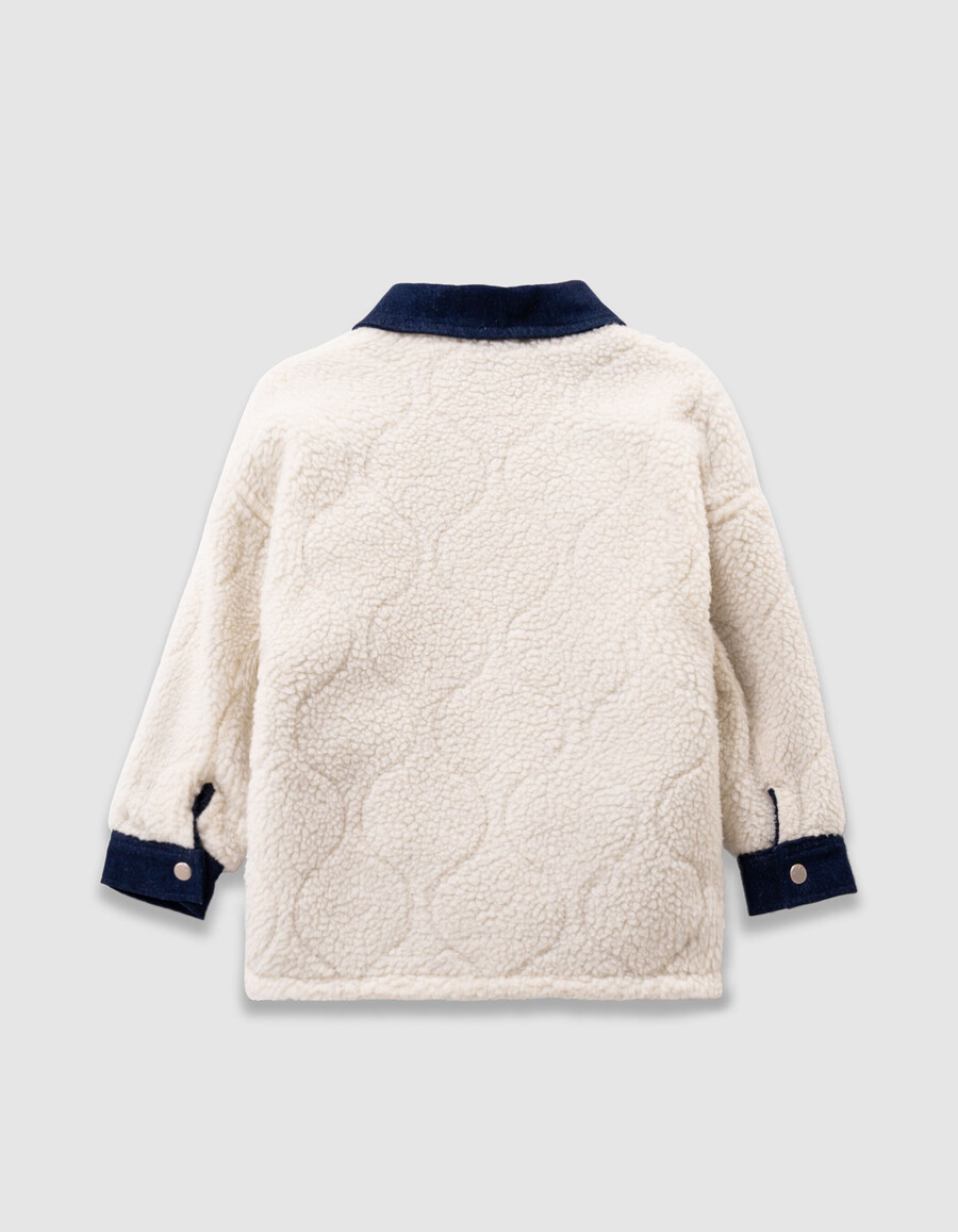 wendbare mädchenjacke aus raw denim und sherpa