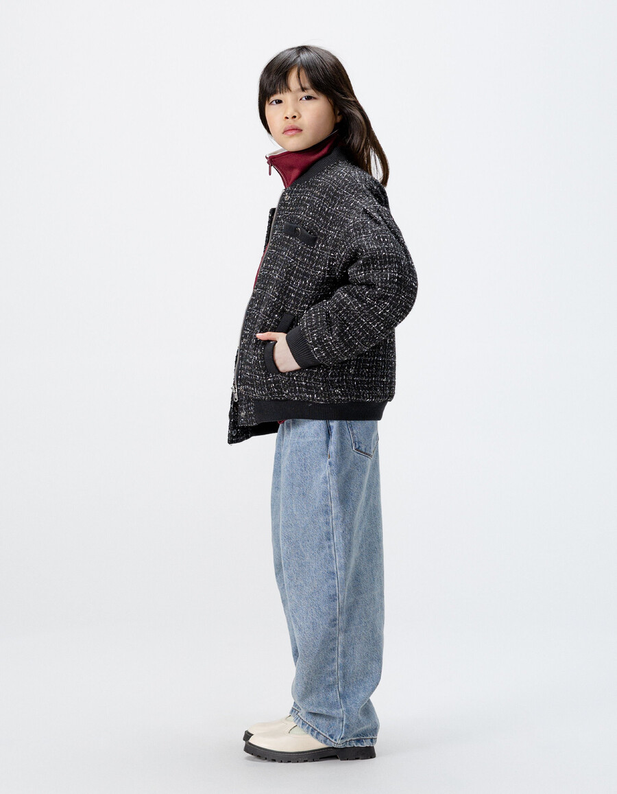 schwarze tweedjacke für mädchen