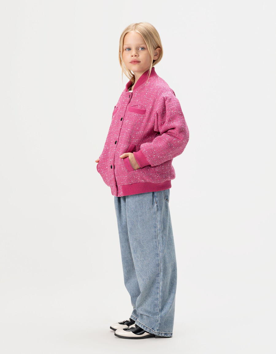 mädchenjacke in rosa tweed-optik