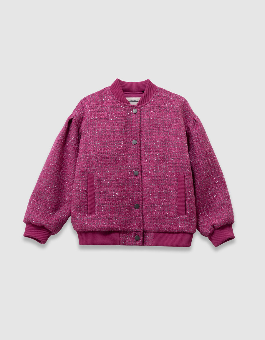 mädchenjacke in rosa tweed-optik