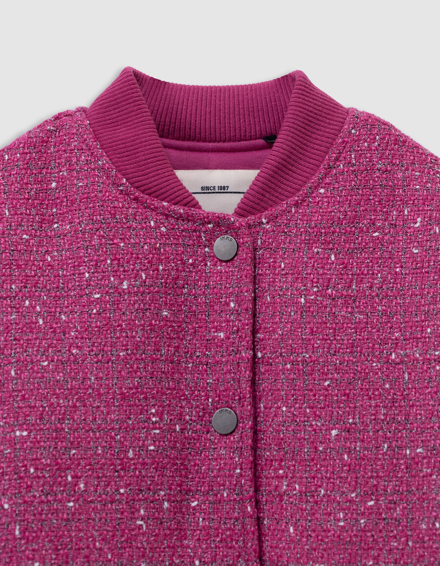 mädchenjacke in rosa tweed-optik