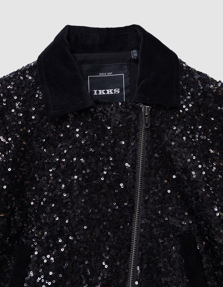 schwarze pailletten-bikerjacke für mädchen
