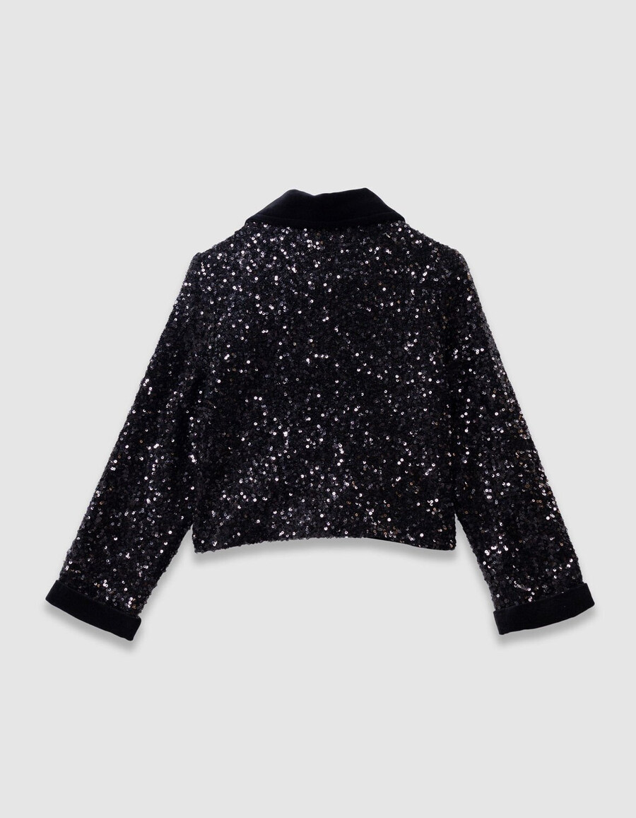 schwarze pailletten-bikerjacke für mädchen