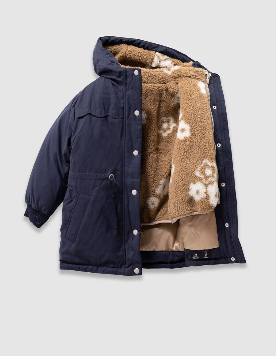 3-in-1-wendejacke für mädchen blau wattiert