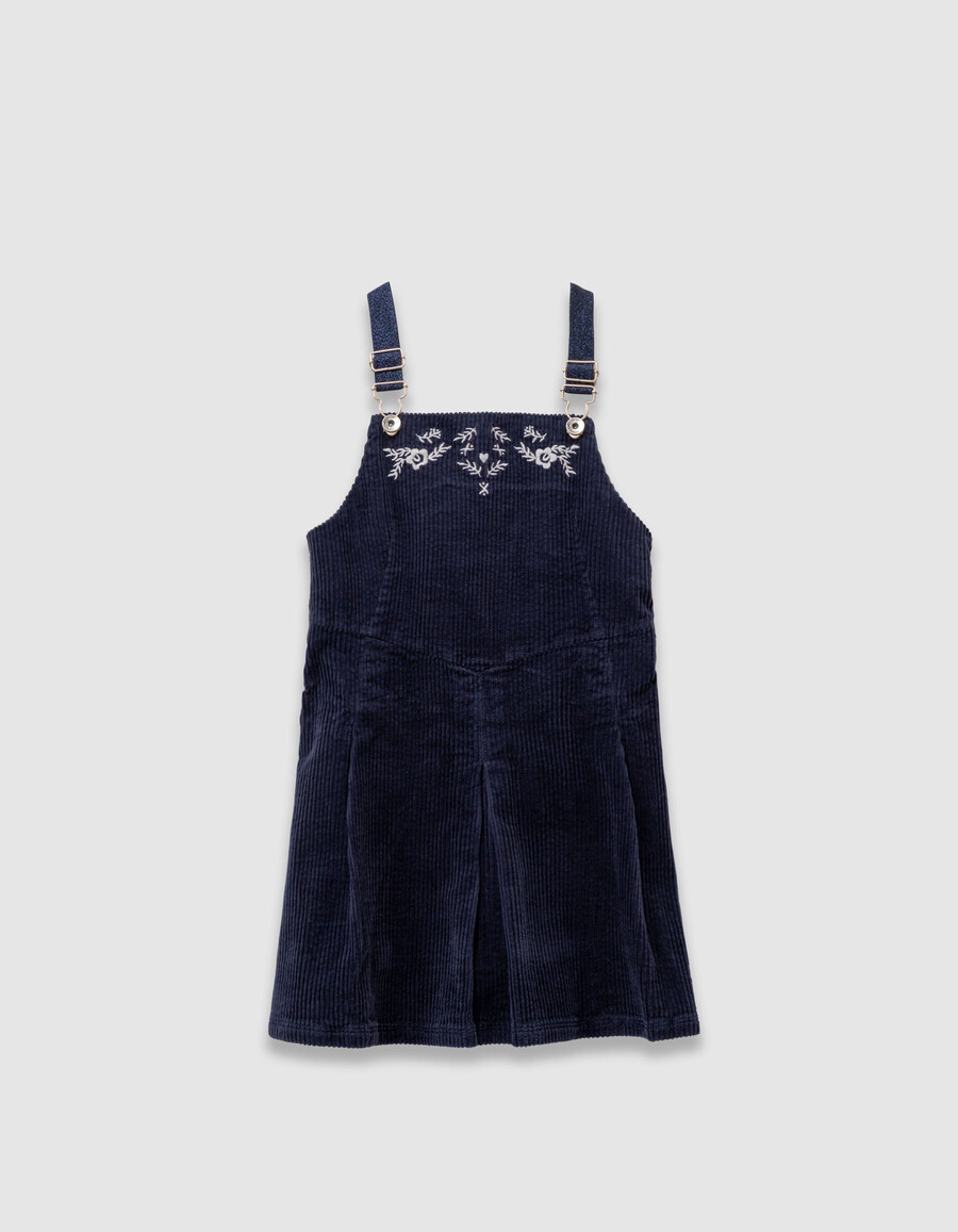 2-in-1-set aus marineblauem samtkleid und weißem t-shirt für mädchen