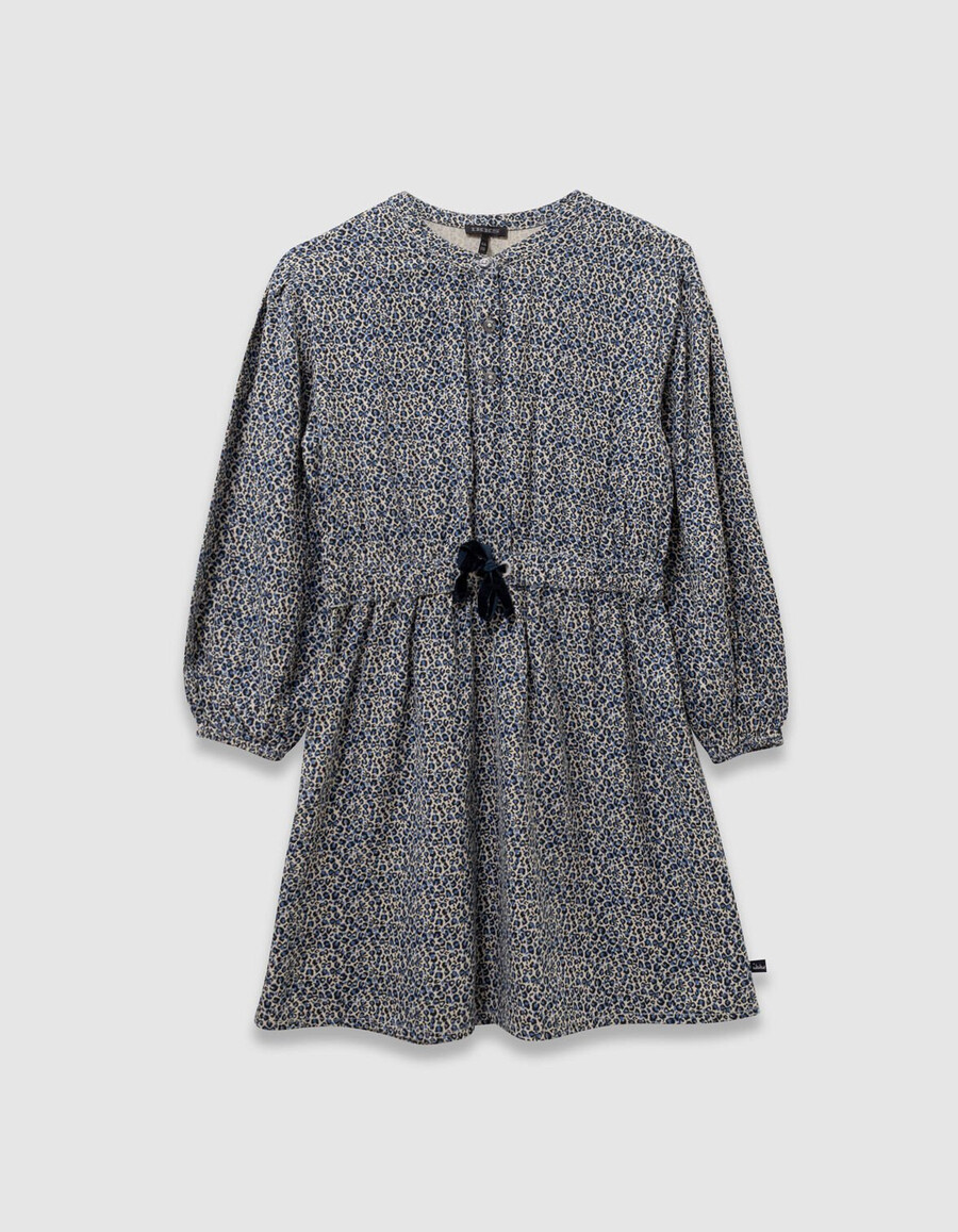 2-in-1-kleid und weste mit leopardenmuster und schleife für mädchen in marineblau